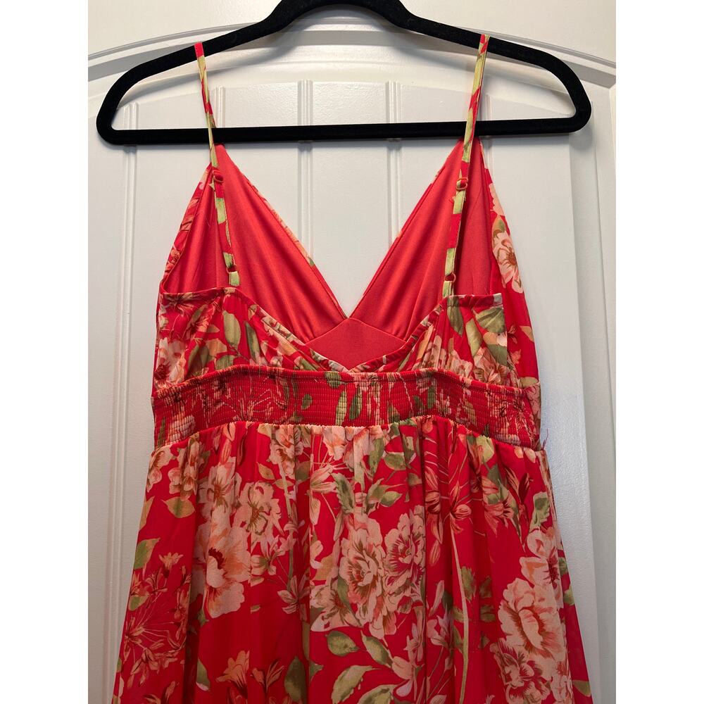 NWT Flying Tomato Women Evolving Love Floral V-Neck Tiered Maxi Dress Sz‎ M Pink - Picture 7 of 9